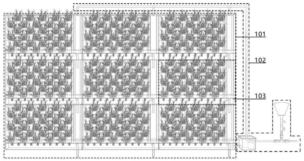 Green wall based on cotton bundle water guiding and water supply method