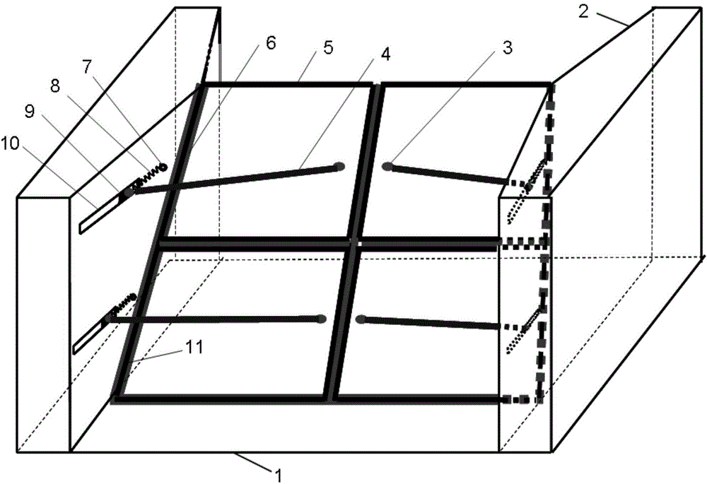 Connecting rod spring trail-type double-deck bi-parting spatial tilting shaft waterpower self-control gate