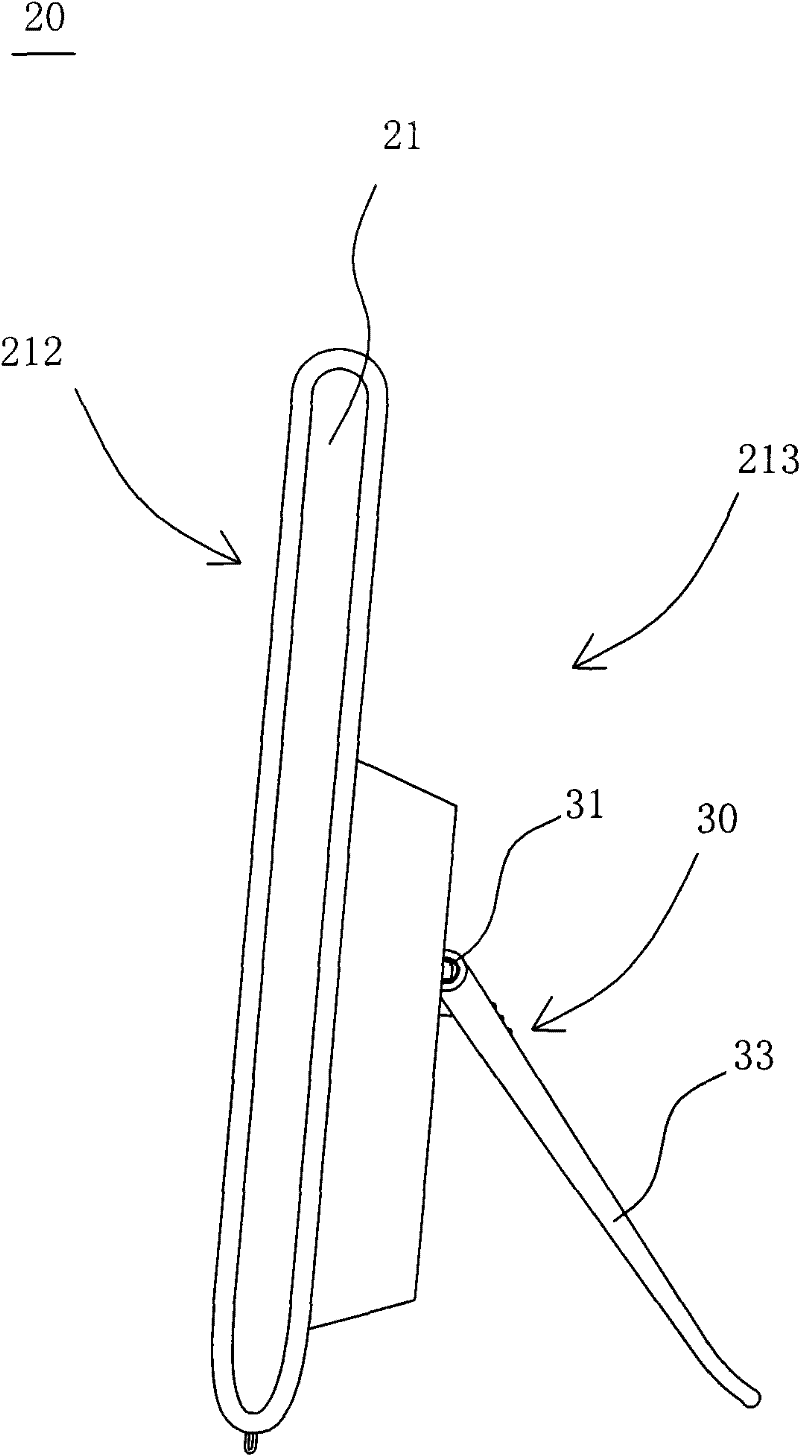 Supporting device and displaying device comprising same