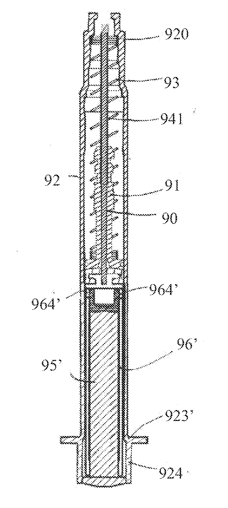 Automatically retractable safety injector for non-liquid material