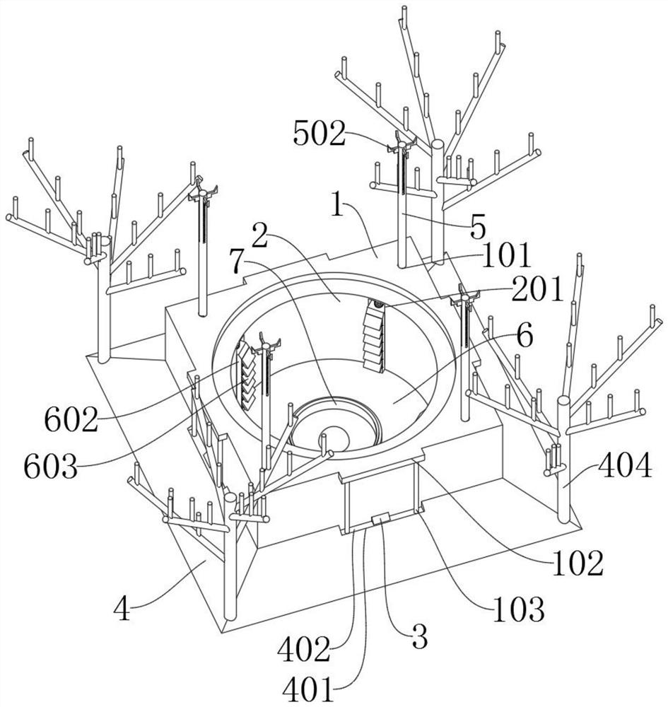 Stable protection device for indoor decoration antique shelf during flowerpot falling