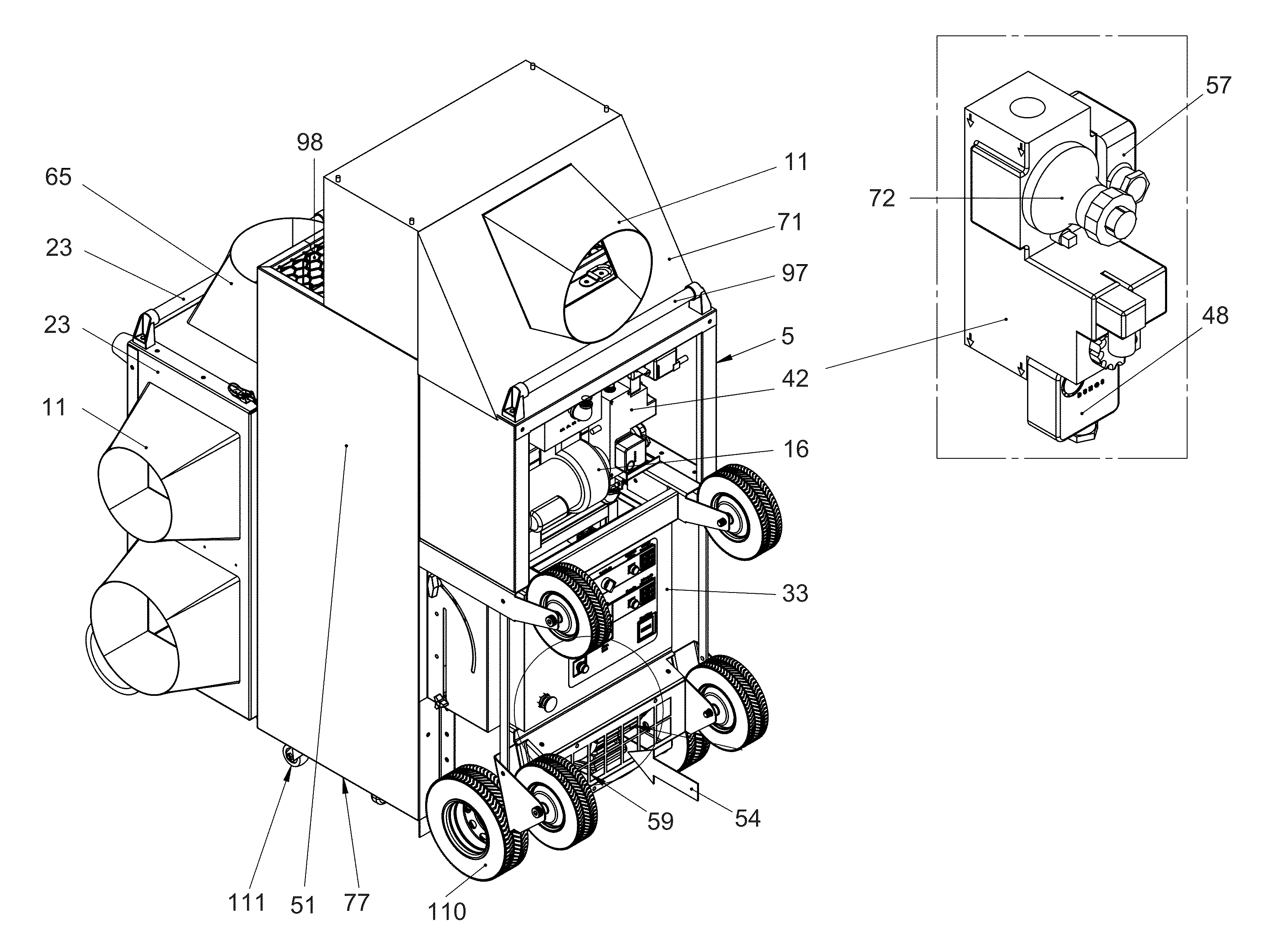 Multi-component system for treating enclosed environments
