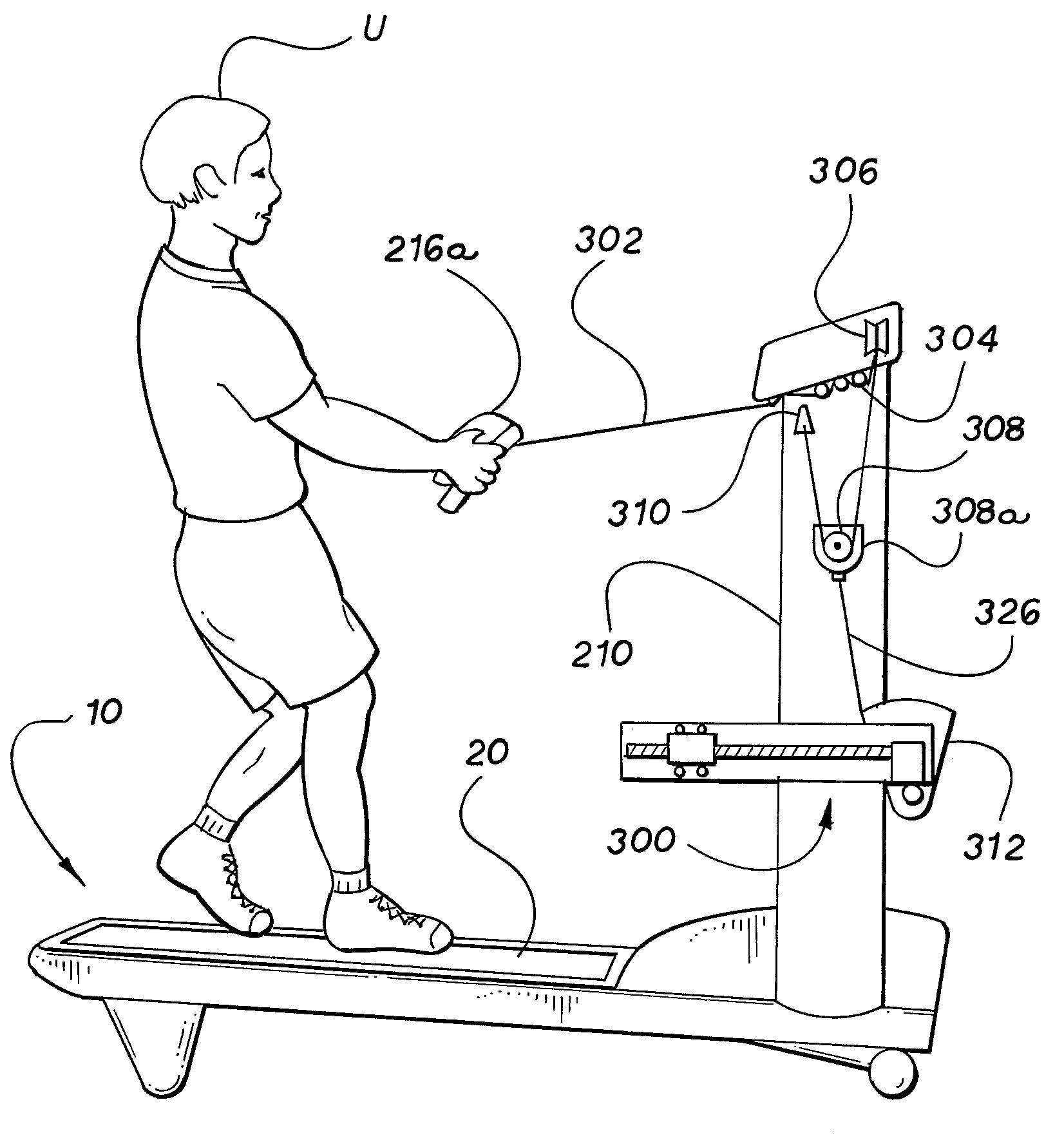 Dual direction exercise treadmill for simulating a dragging or pulling action with a user adjustable constant static weight resistance
