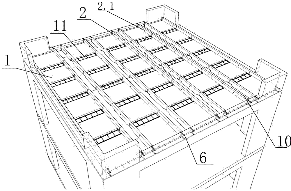 Floor structure formed by prefabricated trough plates and construction method