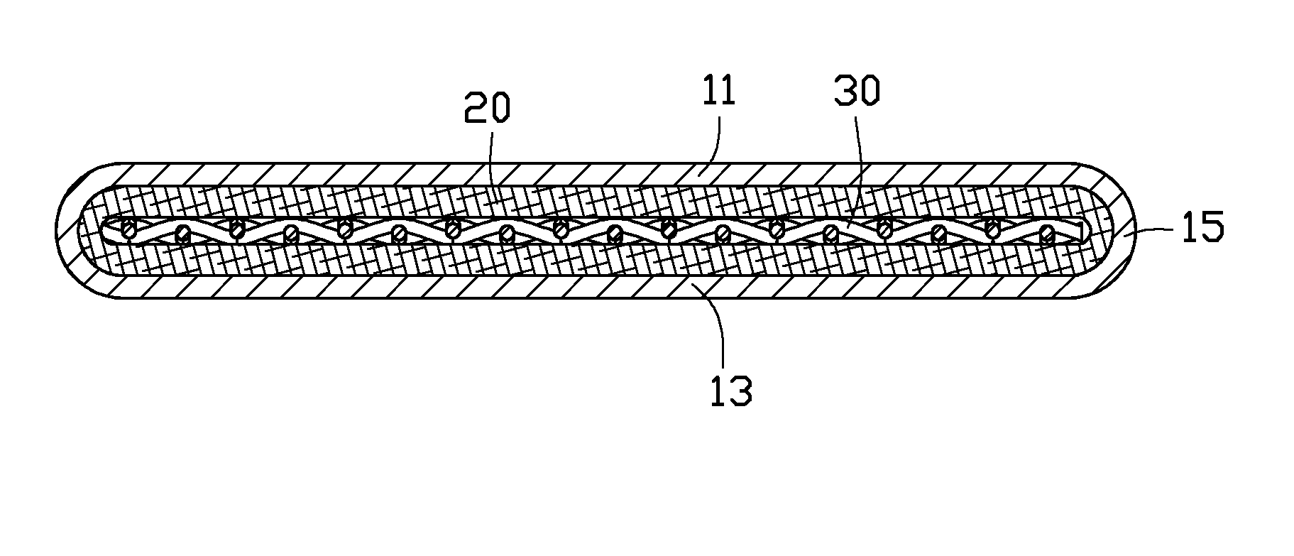 Flat heat pipe with internal supporting element