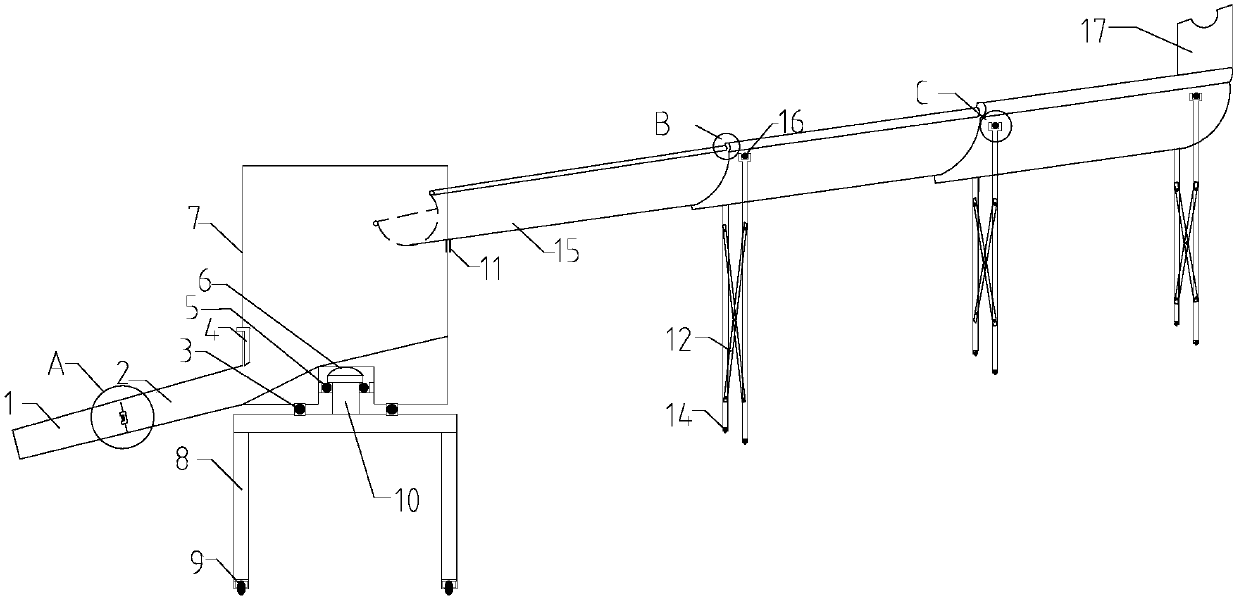 Device for expanding pouring range of ground pump distributing machine