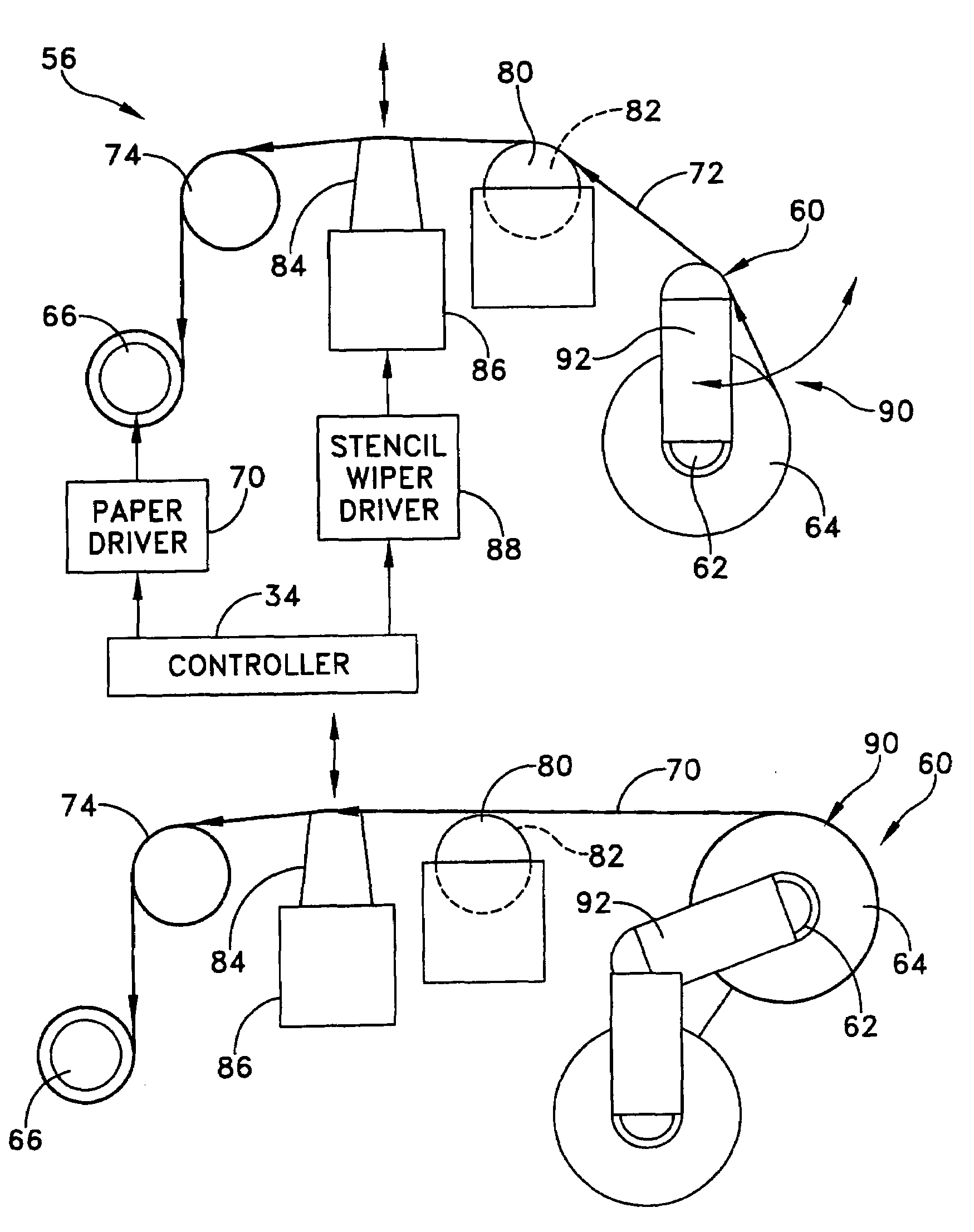 Methods and apparatus for changing web material in a stencil printer