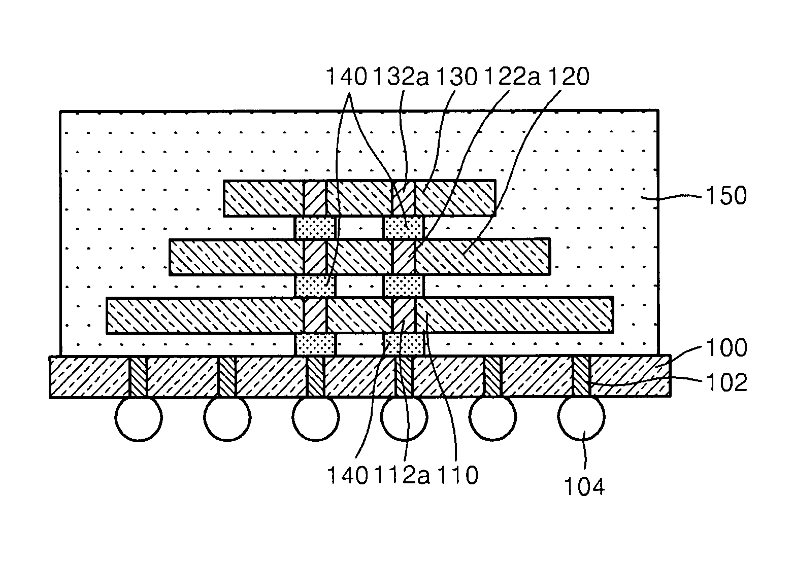 Multi-chip package having a stacked plurality of different sized semiconductor chips, and method of manufacturing the same