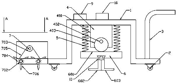 Road construction and repairing device for tamping road after soil loosening