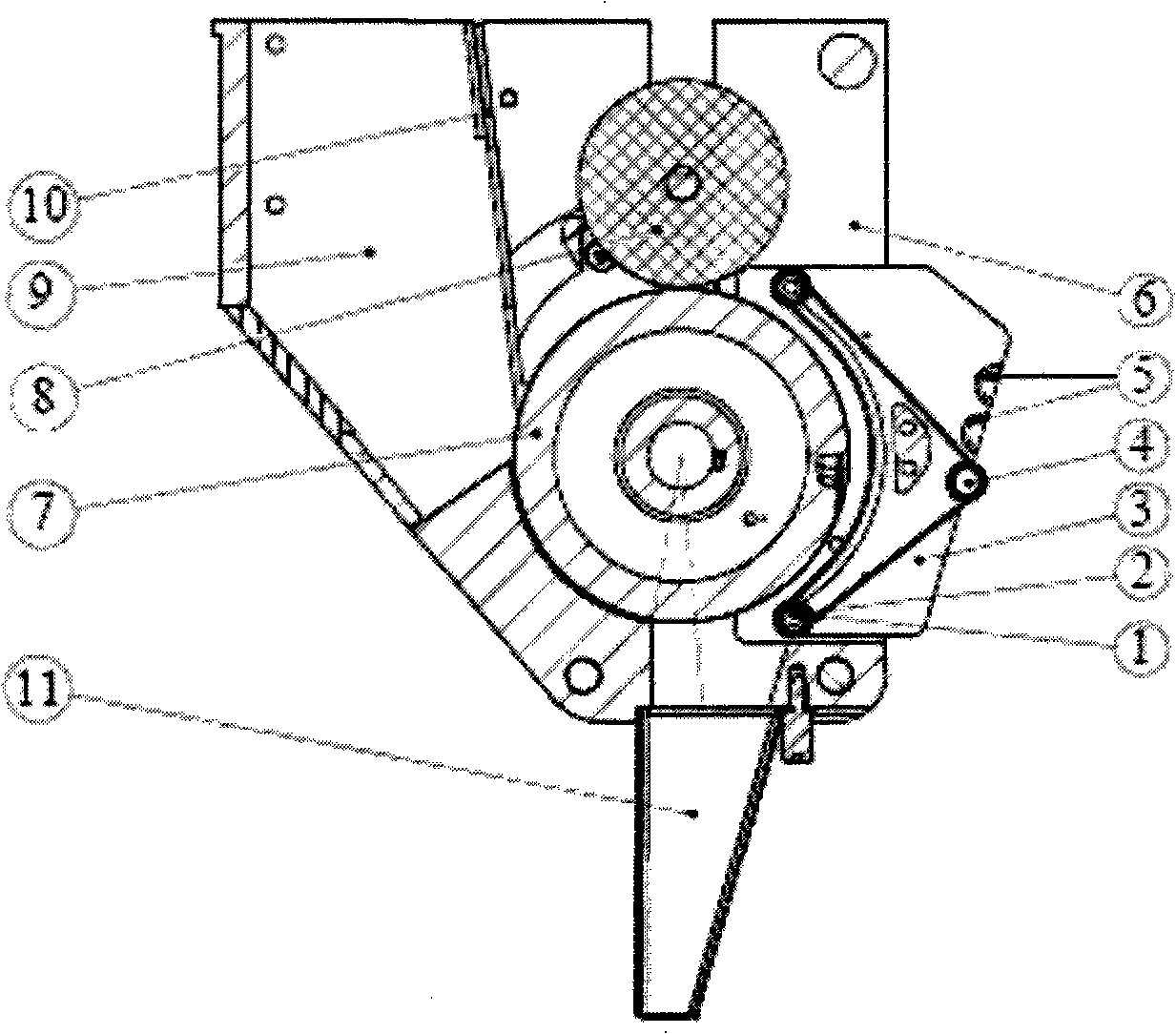Cereal seed sowing device with detachable elastic rotating seed protection device