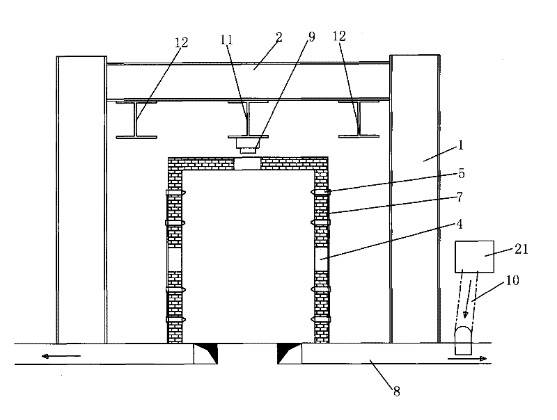 Universal test device for fire resistance of wall, column and frame joint structures
