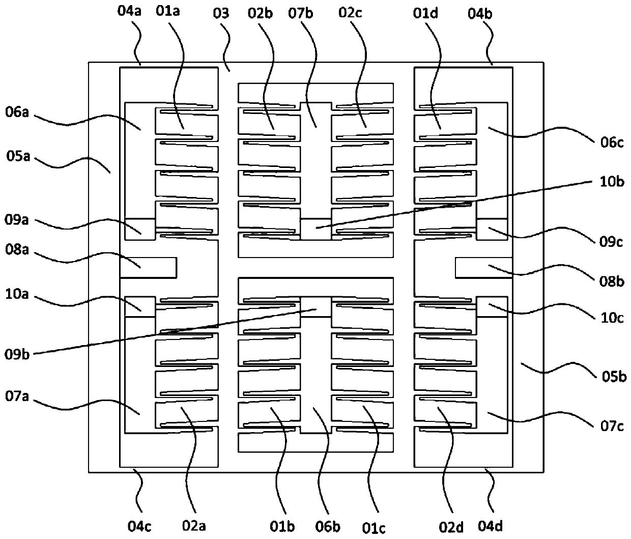 Comb tooth capacitive micro-electromechanical accelerometer structure