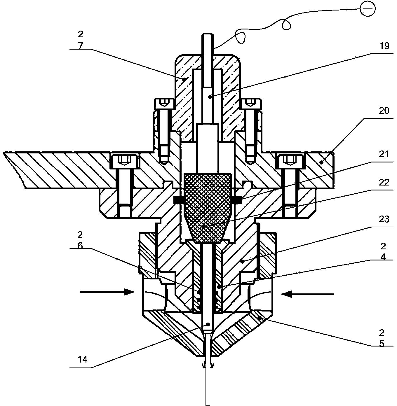 Laser-electrolysis composite machining device and method of tiny holes in non-recast layer