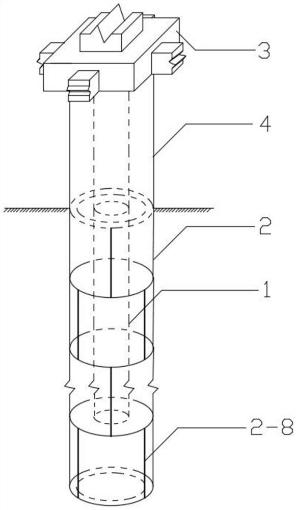 A combined structure with hollow piles on the periphery of existing piles and its construction method