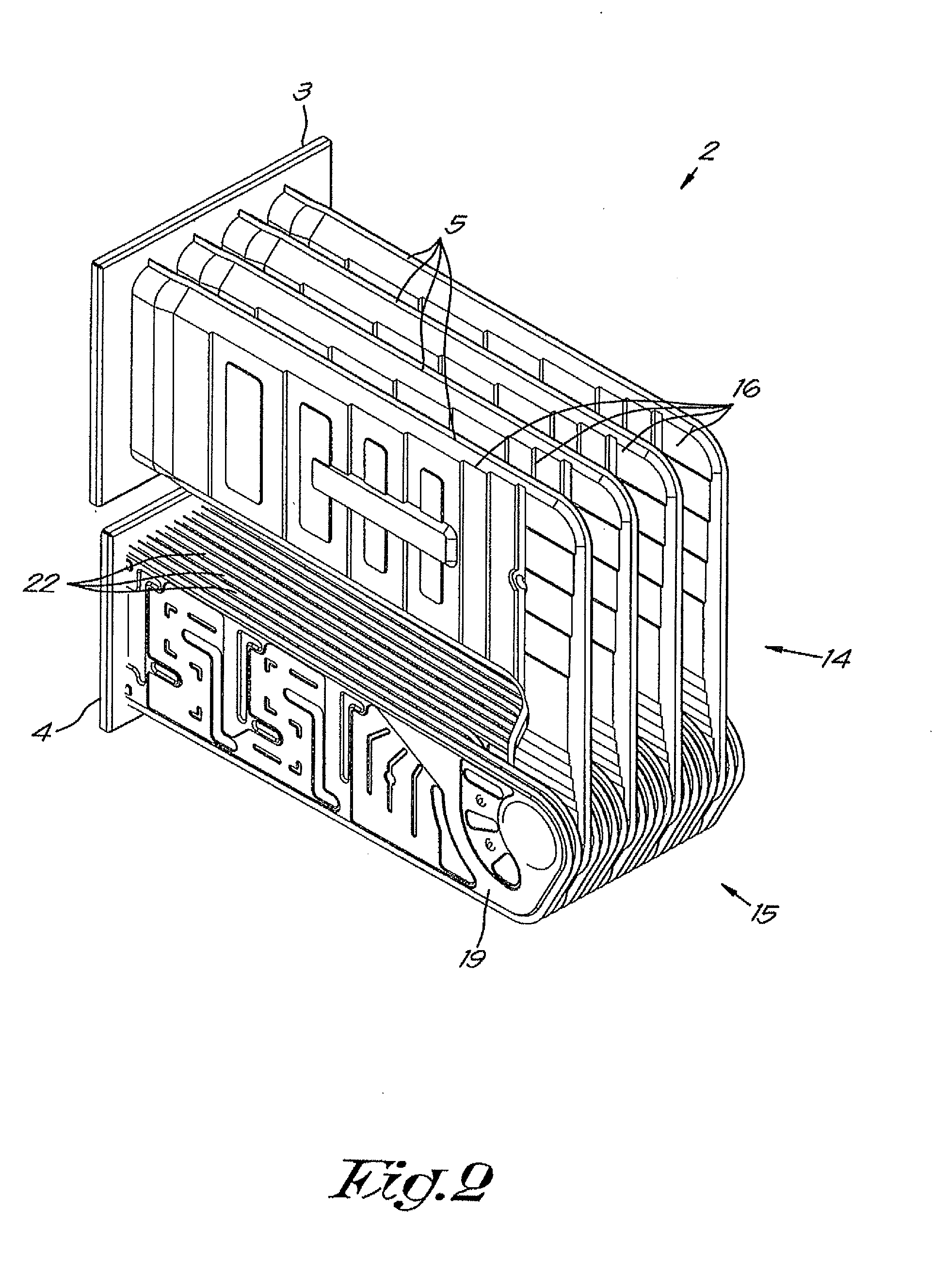 Heat exchanger for a high efficiency hot air heating appliance and heating appliance equipped therewith