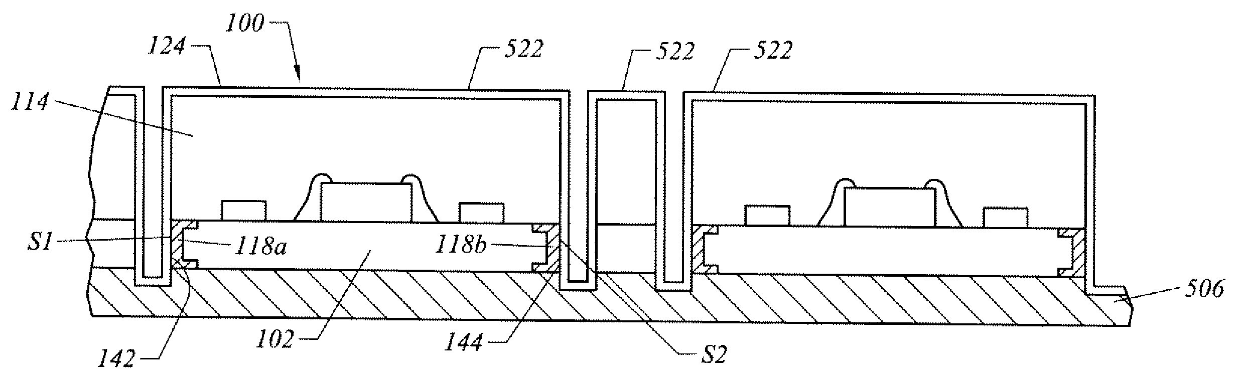 Semiconductor device packages with electromagnetic interference shielding