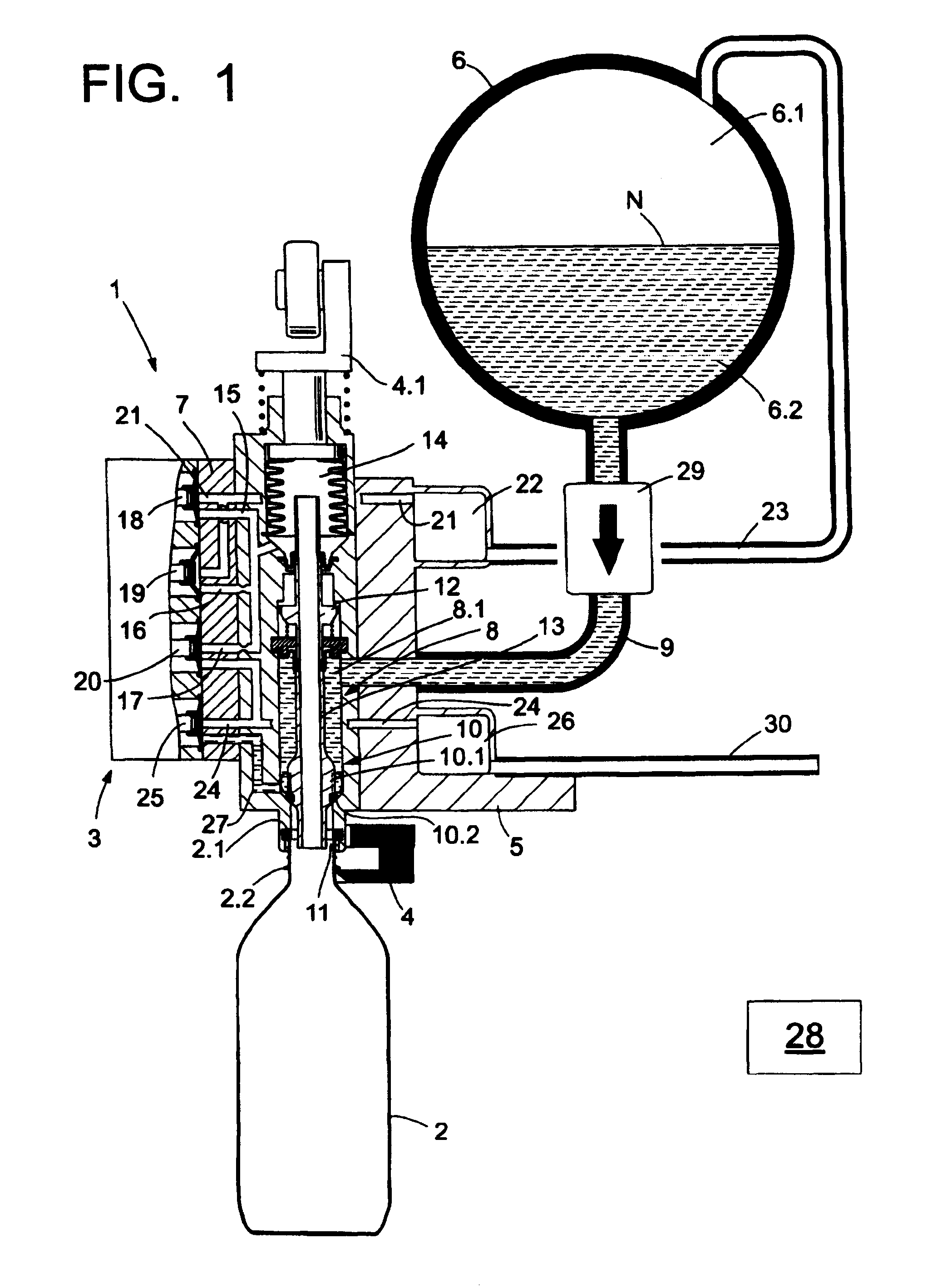 Filling system for hot filling of beverage bottles or containers in a bottle or container filling plant