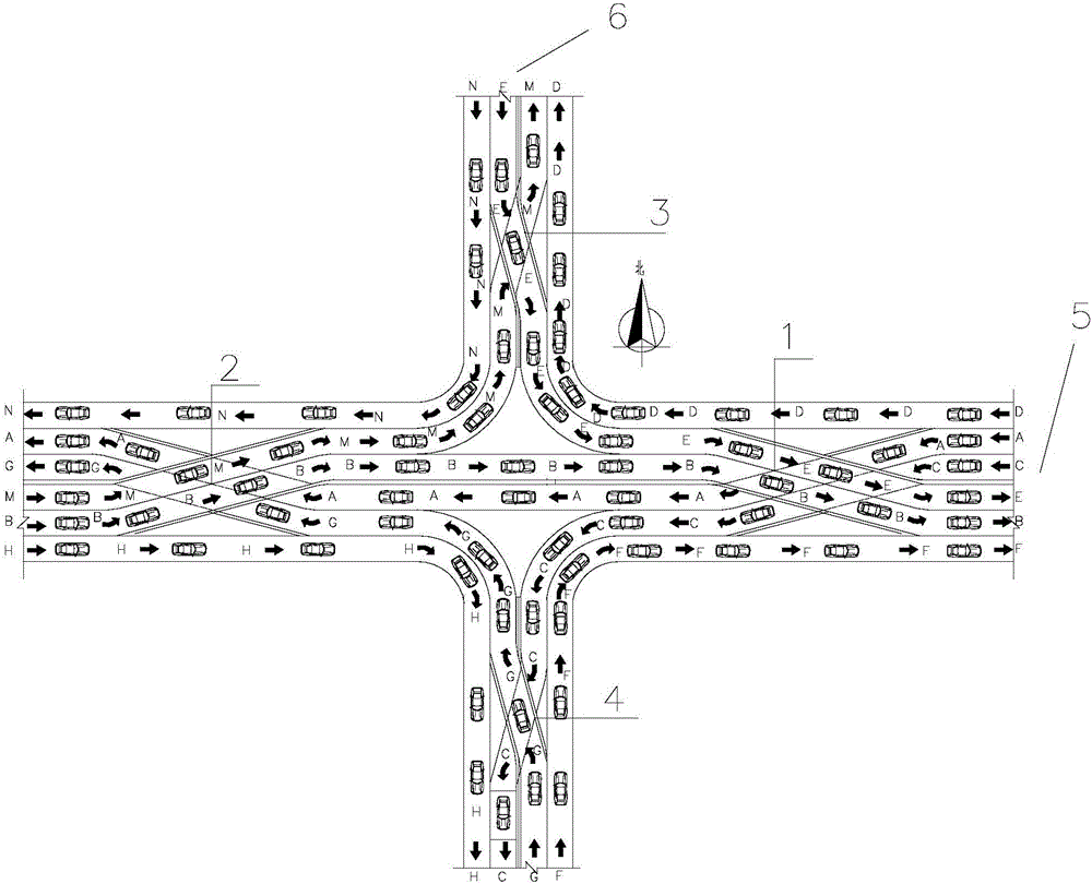 Crossroads lane-free continuous traffic system and its control method