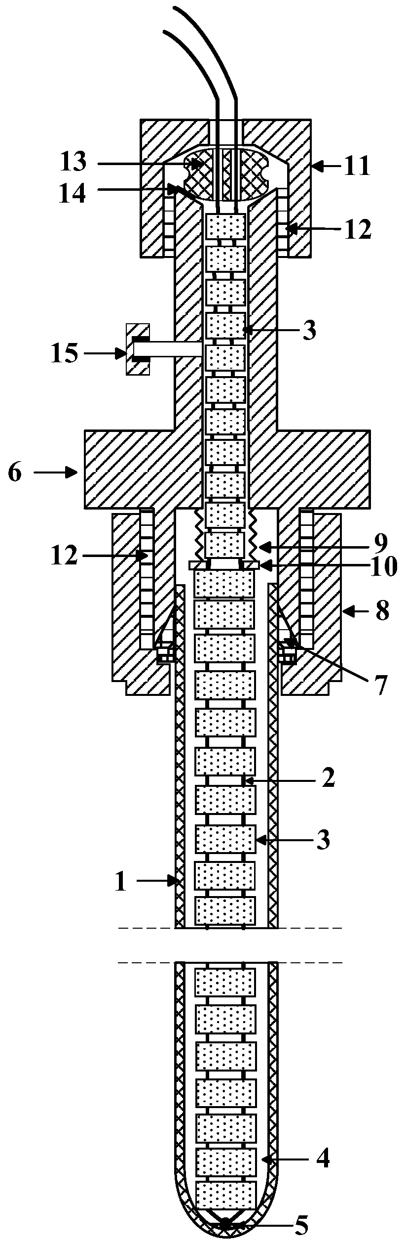 Connecting shell type solidification temperature measuring device