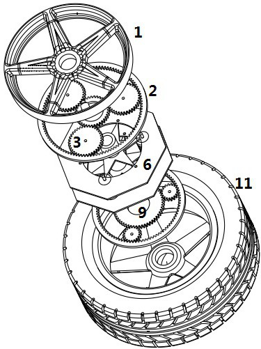 Dual-star-wheel variable-speed energy storage anti-locking transmission mechanism
