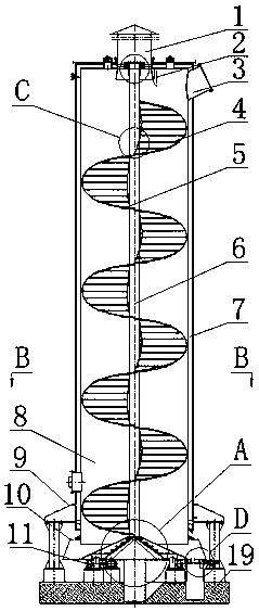 A spiral stepped fin tower for purifying vocs exhaust gas