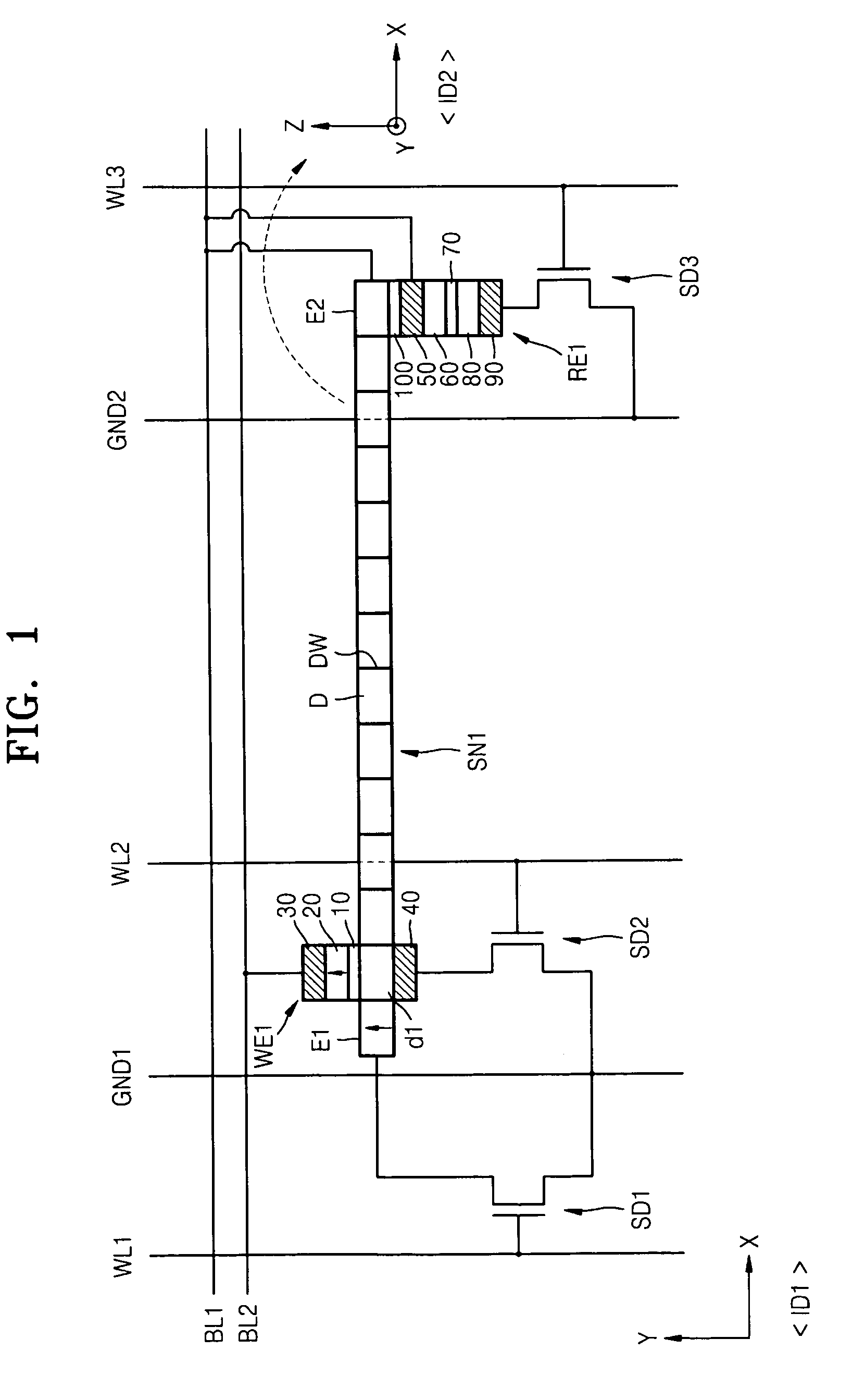 Information storage devices using magnetic domain wall movement and methods of operating the same