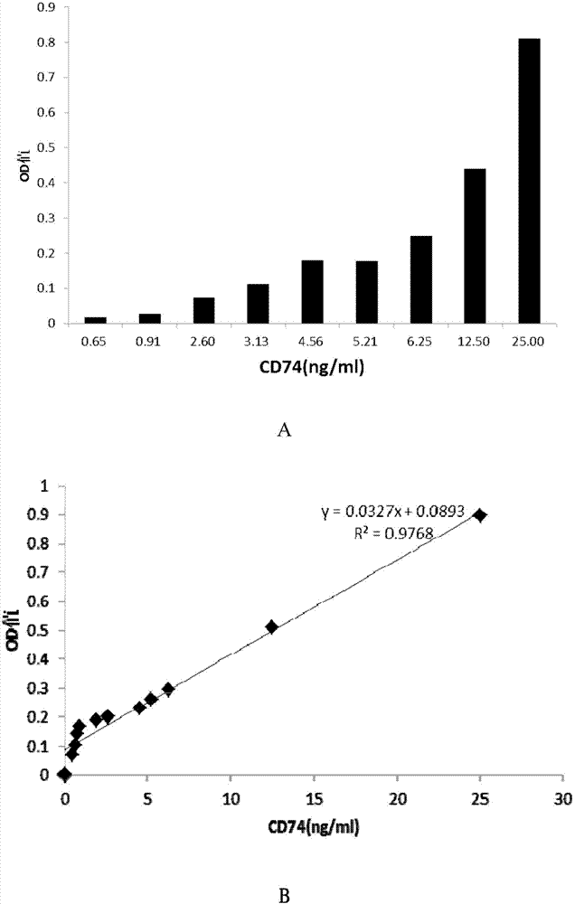 ELISA detection kit for mice-derived soluble CD74 proteins and detection method of ELISA detection kit