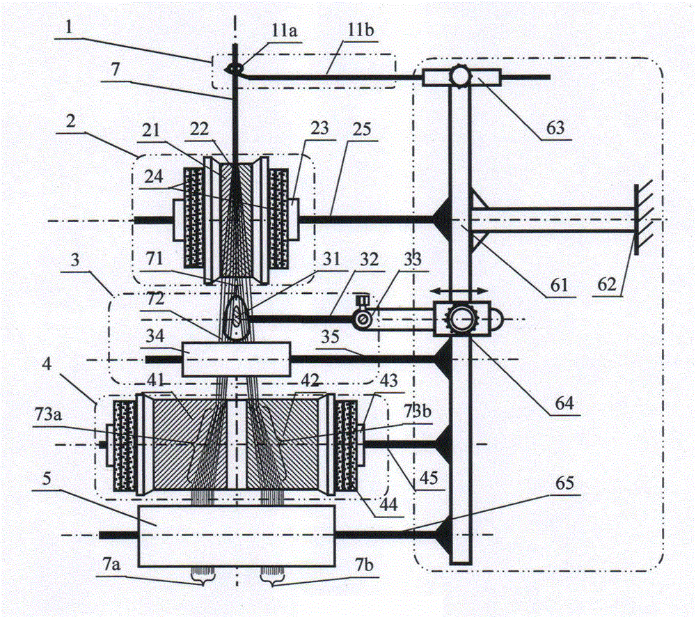 Coaxial bidirectional filament spreading device of beam-splitting filament and application