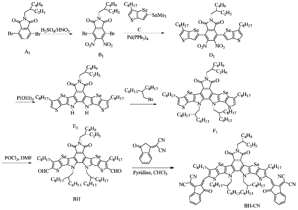 Acceptor material based on benzoimide, and preparation method and application of acceptor material