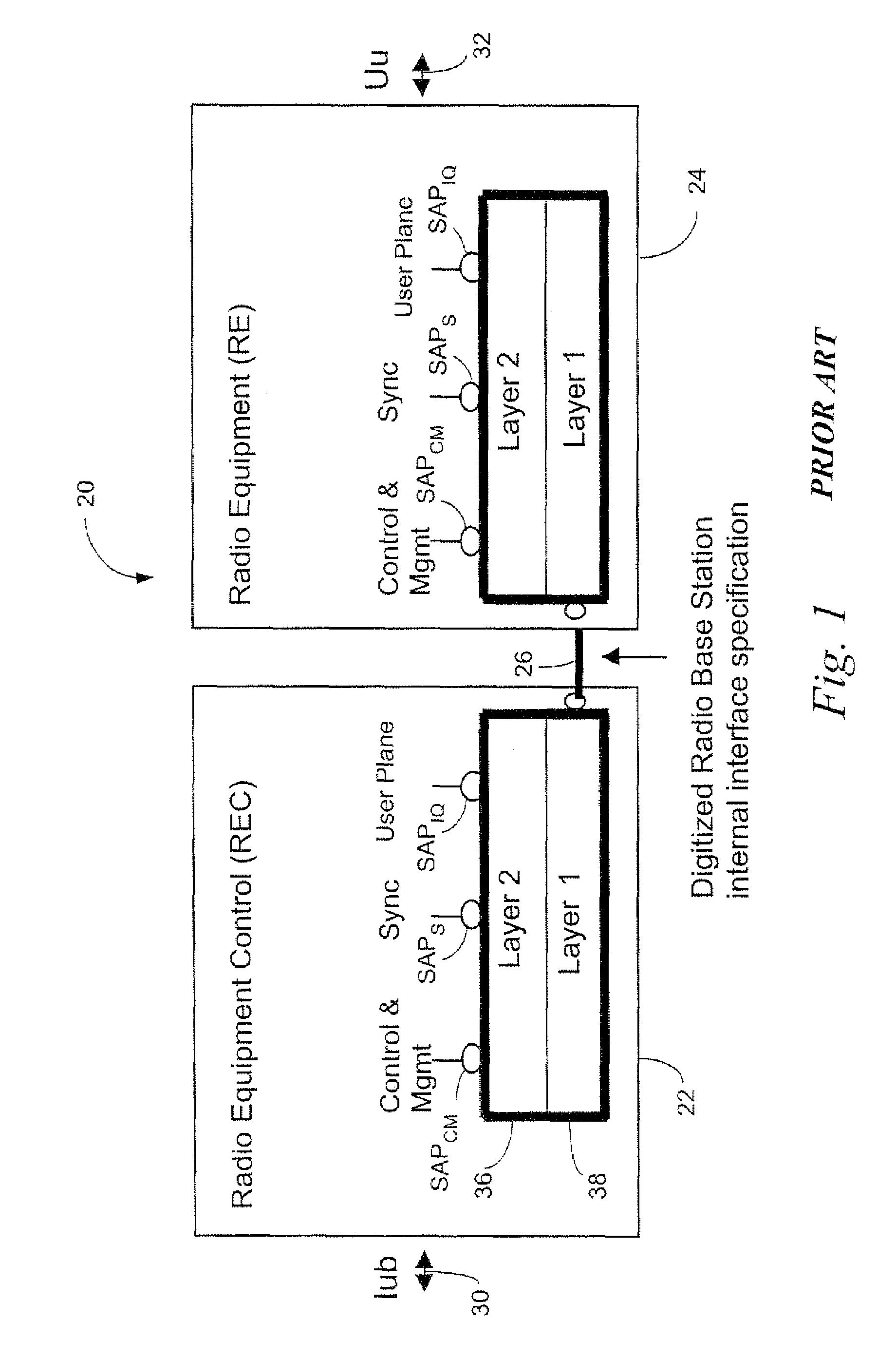 Encapsulation of independent transmissions over internal interface of distributed radio base station
