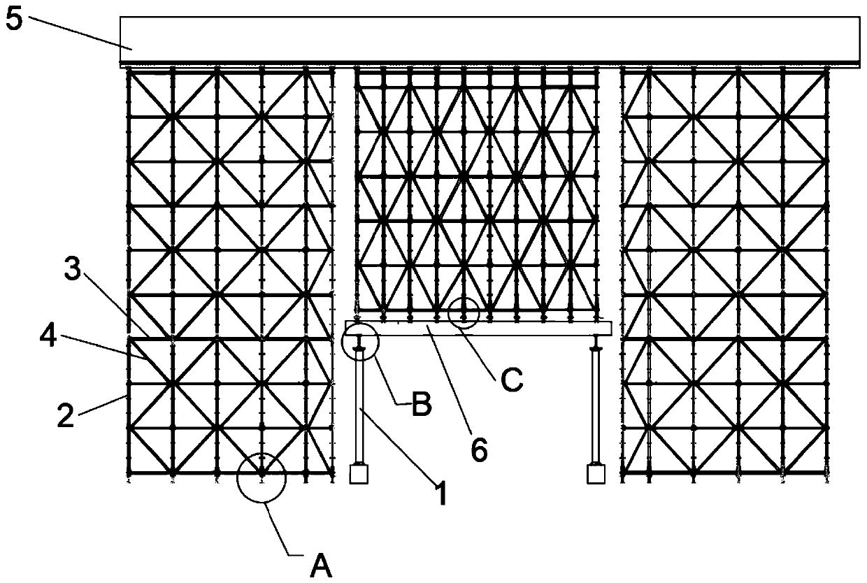 Anti-falling full framing structure and construction method