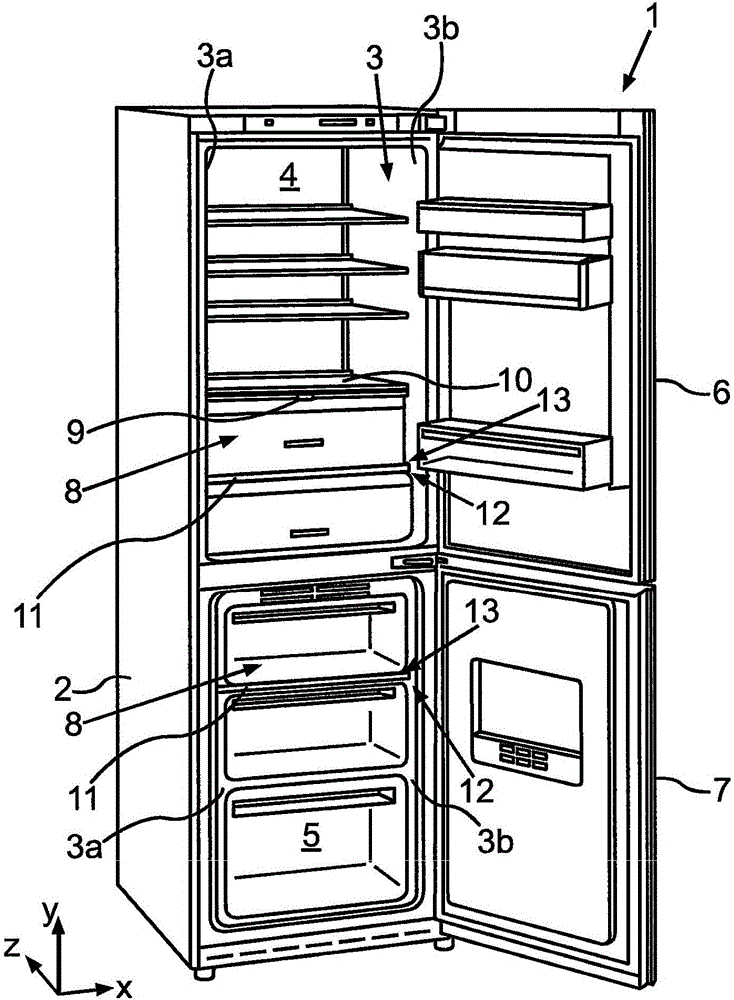 Household refrigerator and method for producing and fitting a household refrigerator