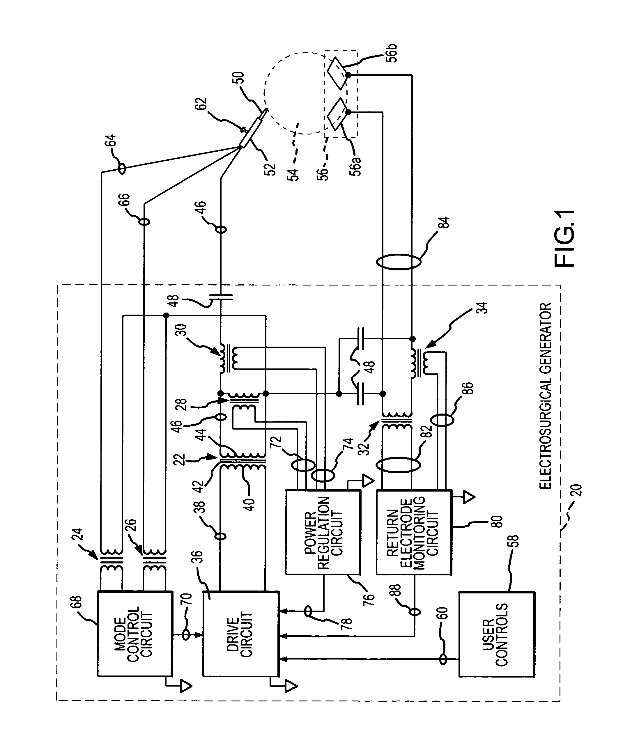 Electrosurgical generator and method using a high permeability, high resistivity transformer