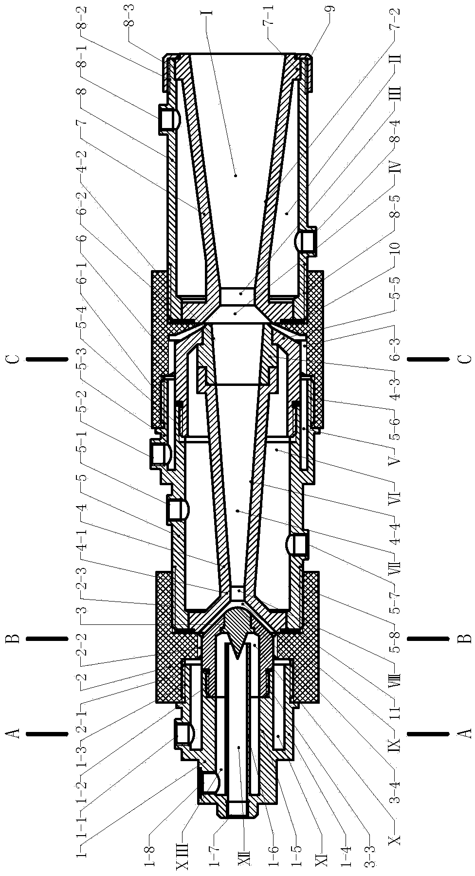 Plasma torch of double-stage nozzle structure