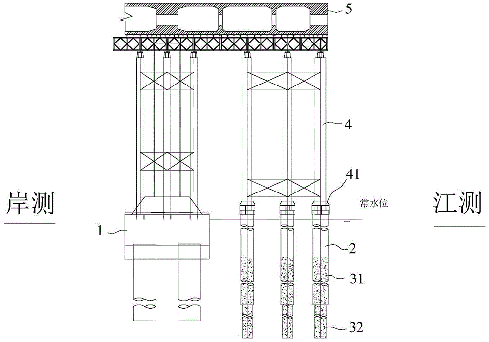 Construction method for underwater reinforced concrete composite pile of cast-in-situ support of concrete ballast box beam of cable-stayed bridge