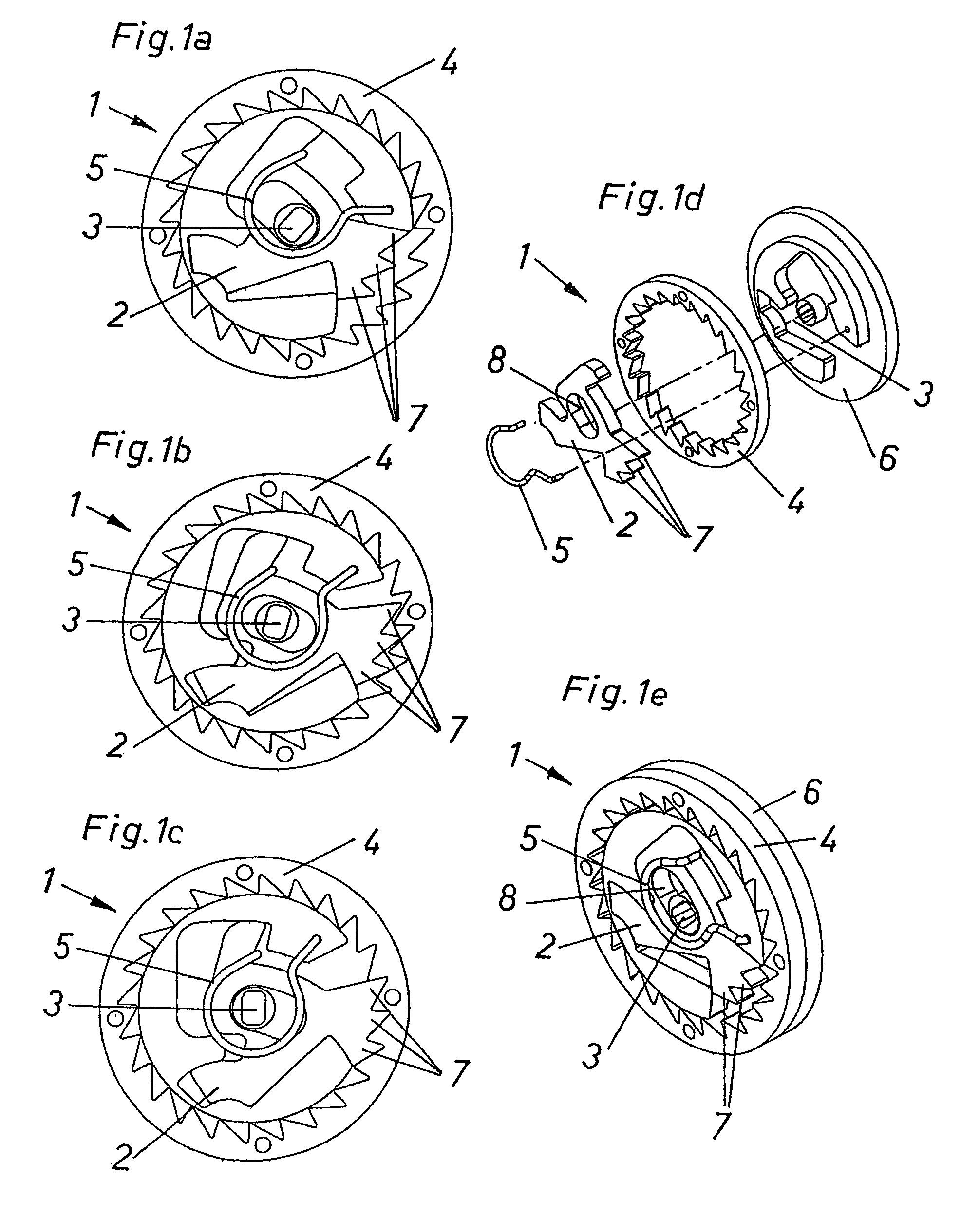 Actuating device with at least one actuating arm