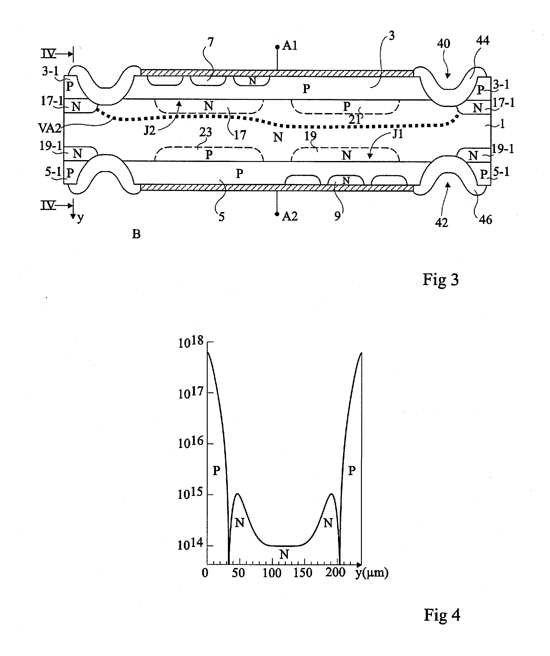 Bidirectional shockley diode with extended mesa