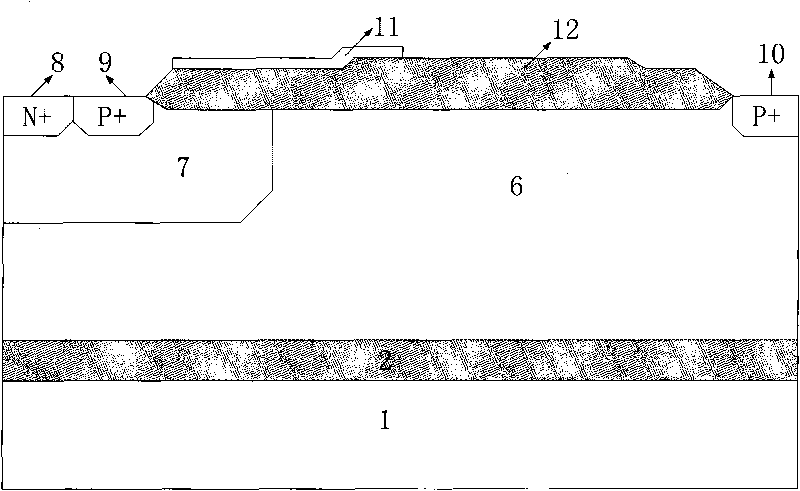 Transverse P-type double diffused metal oxide semiconductor transistor of silicon on insulator