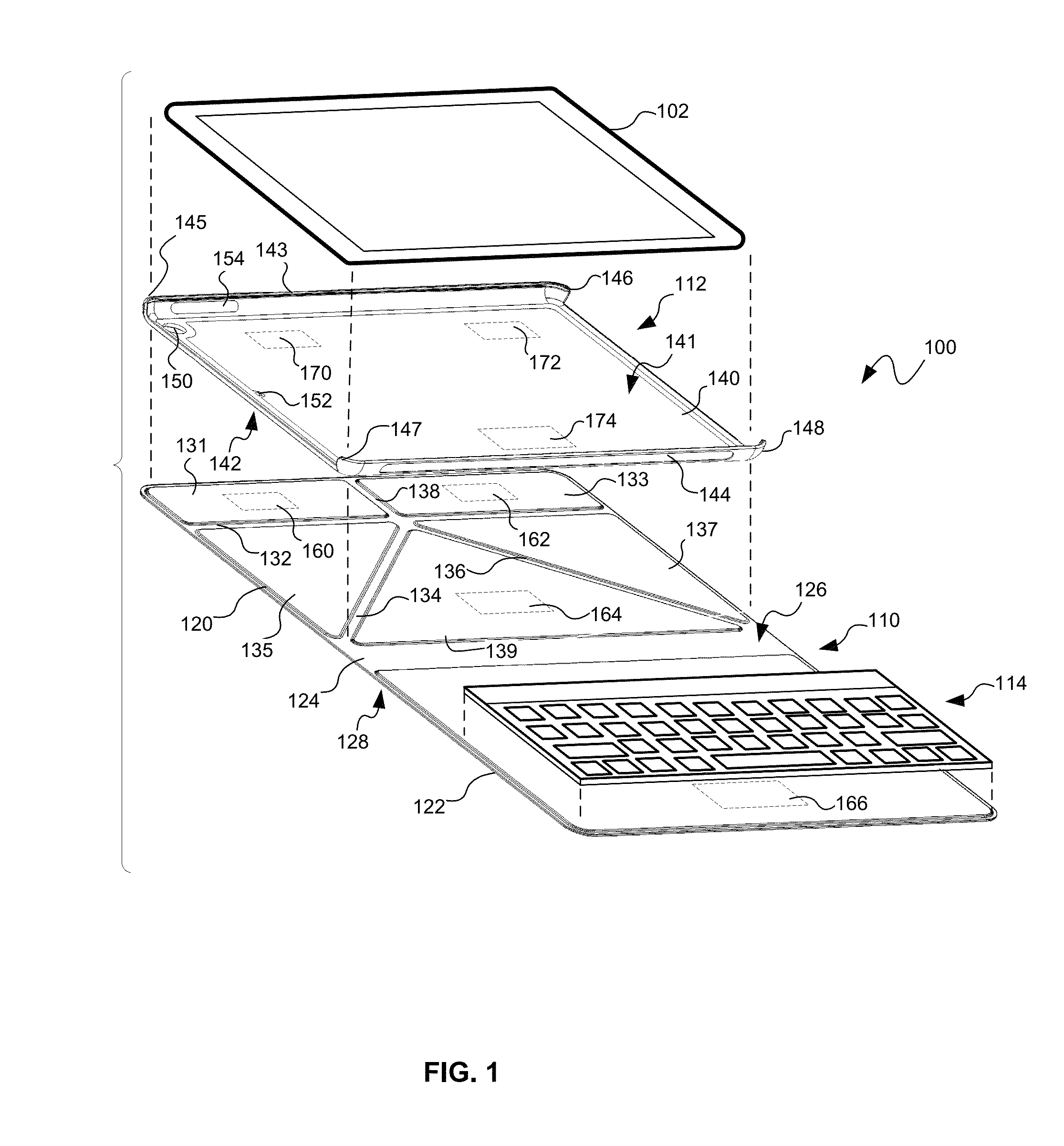Modular electronic device case for use with tablet-shaped electronic devices