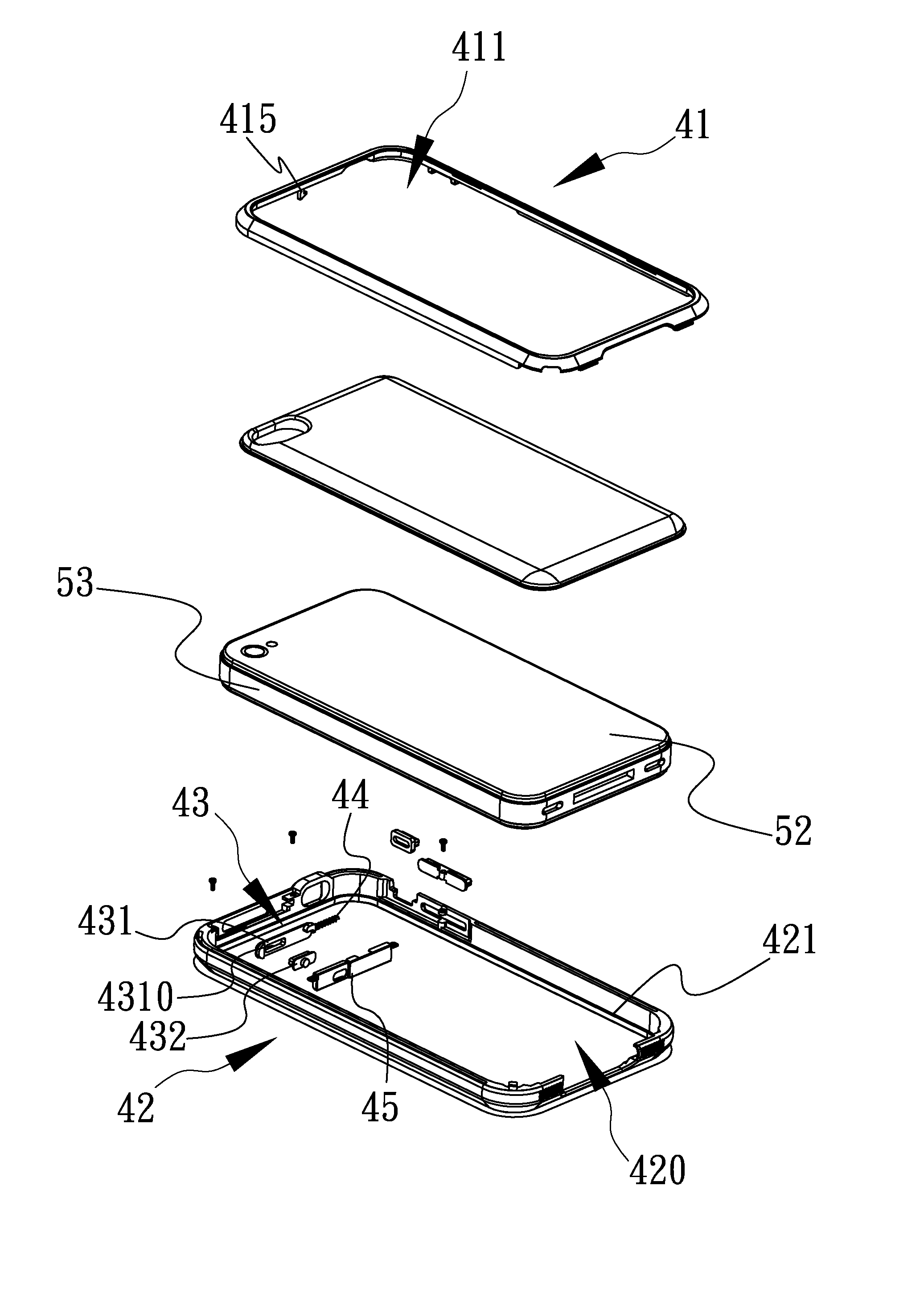Protective clamp frame having power and unclamp duplex button for mobile communication devices