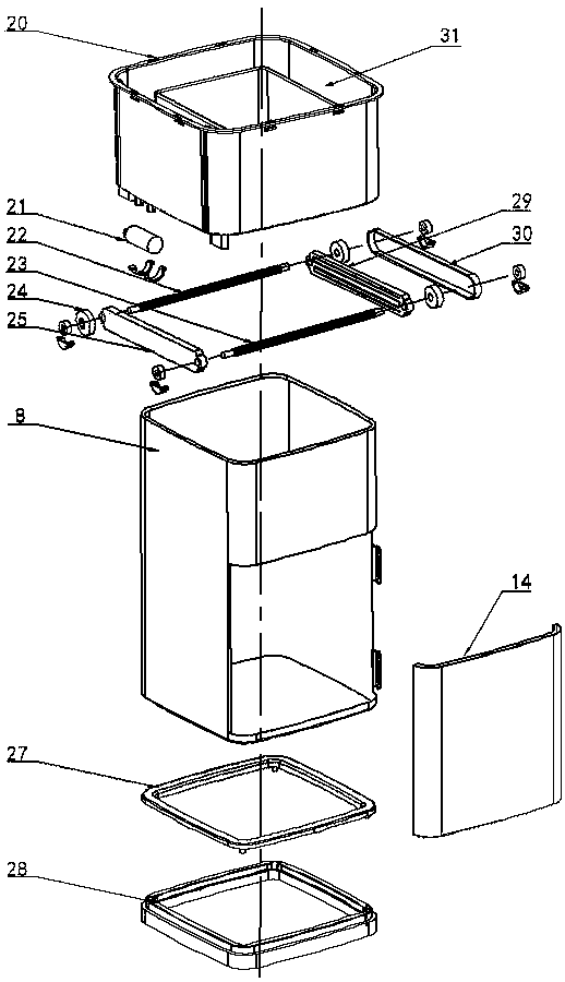 Intelligent garbage can with downward discharging function