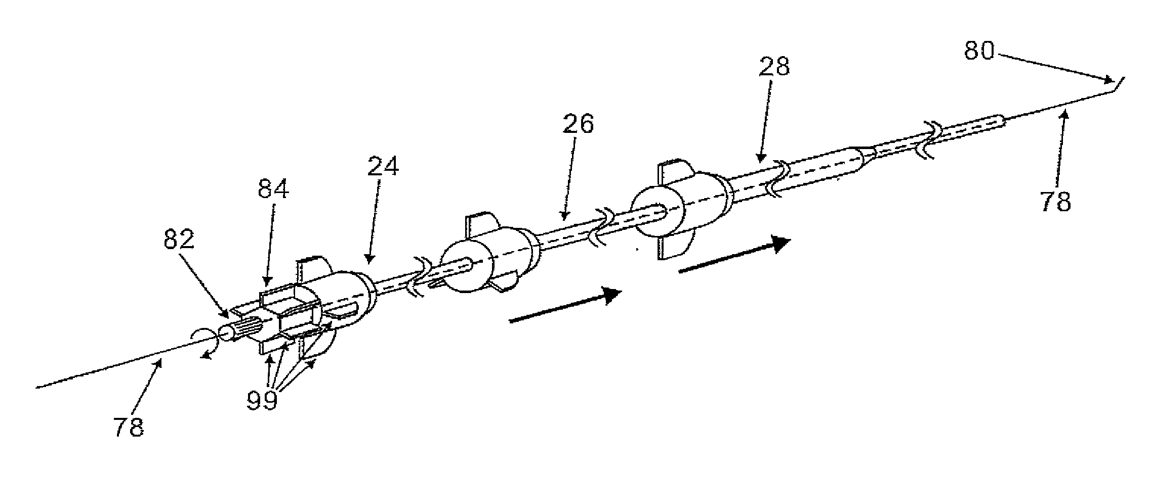 Method employing a drainage catheter assembly for delivering a catheter to a body