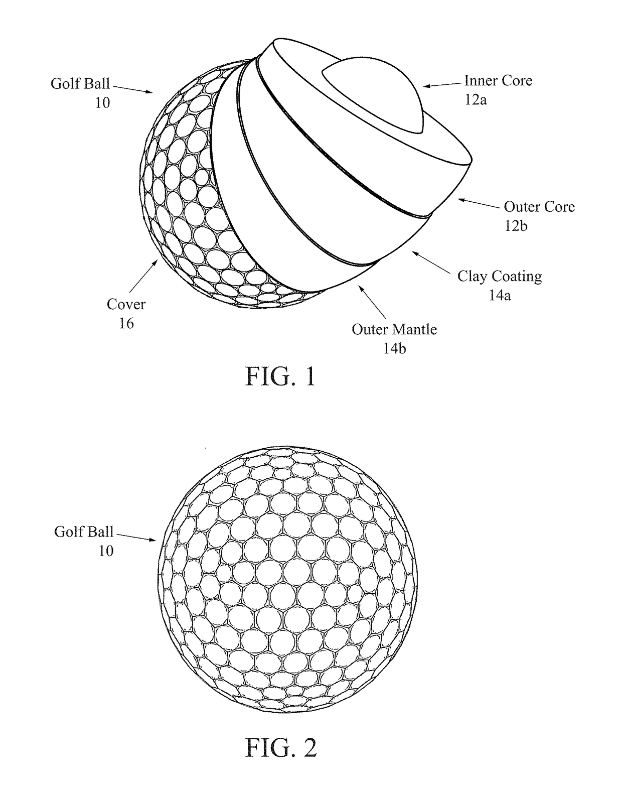 Interior clay coatings for golf balls