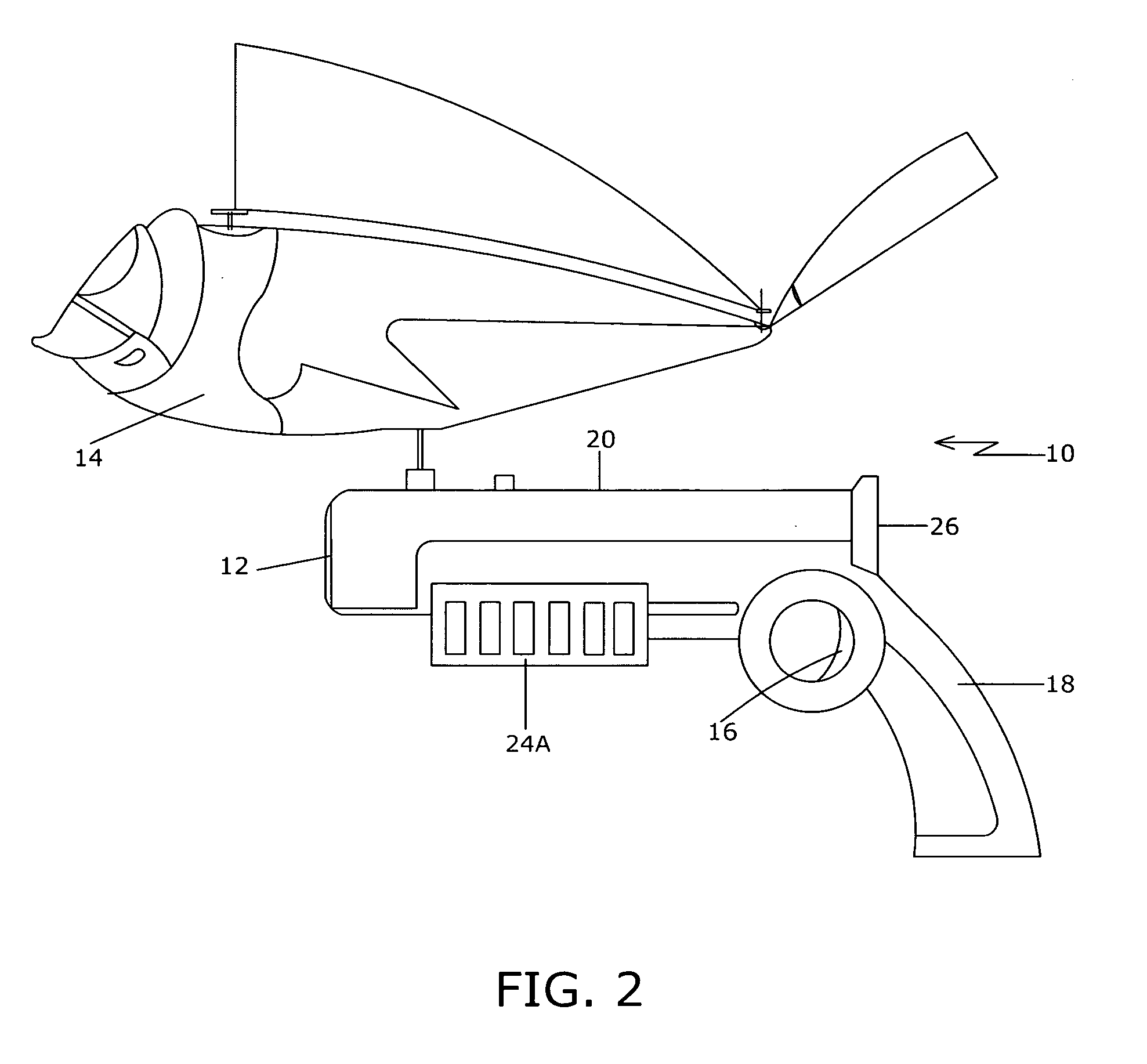 Radio controlled flying toy object device with an infra-red gun