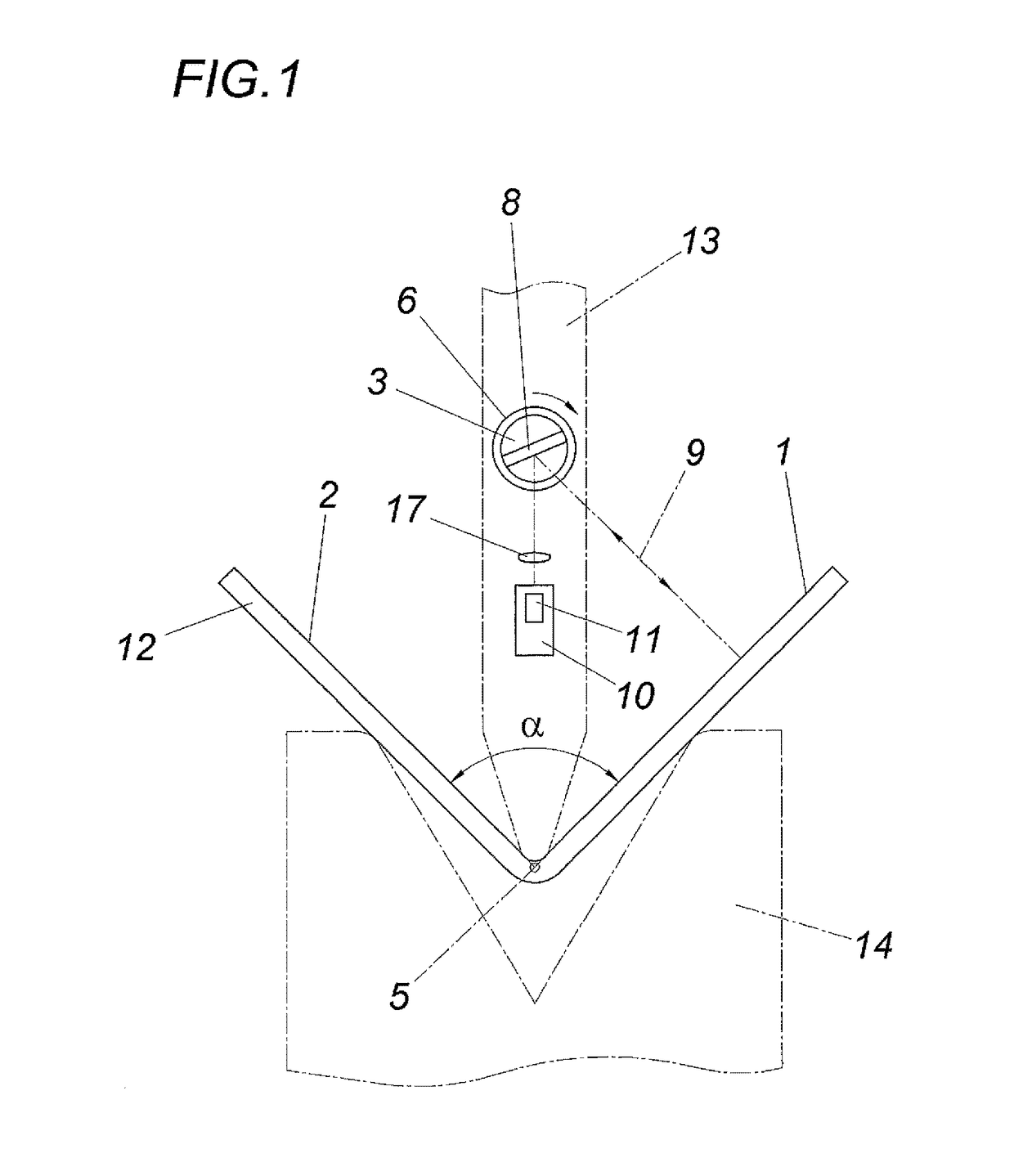 Apparatus for determining the angle between two planar workpiece surfaces