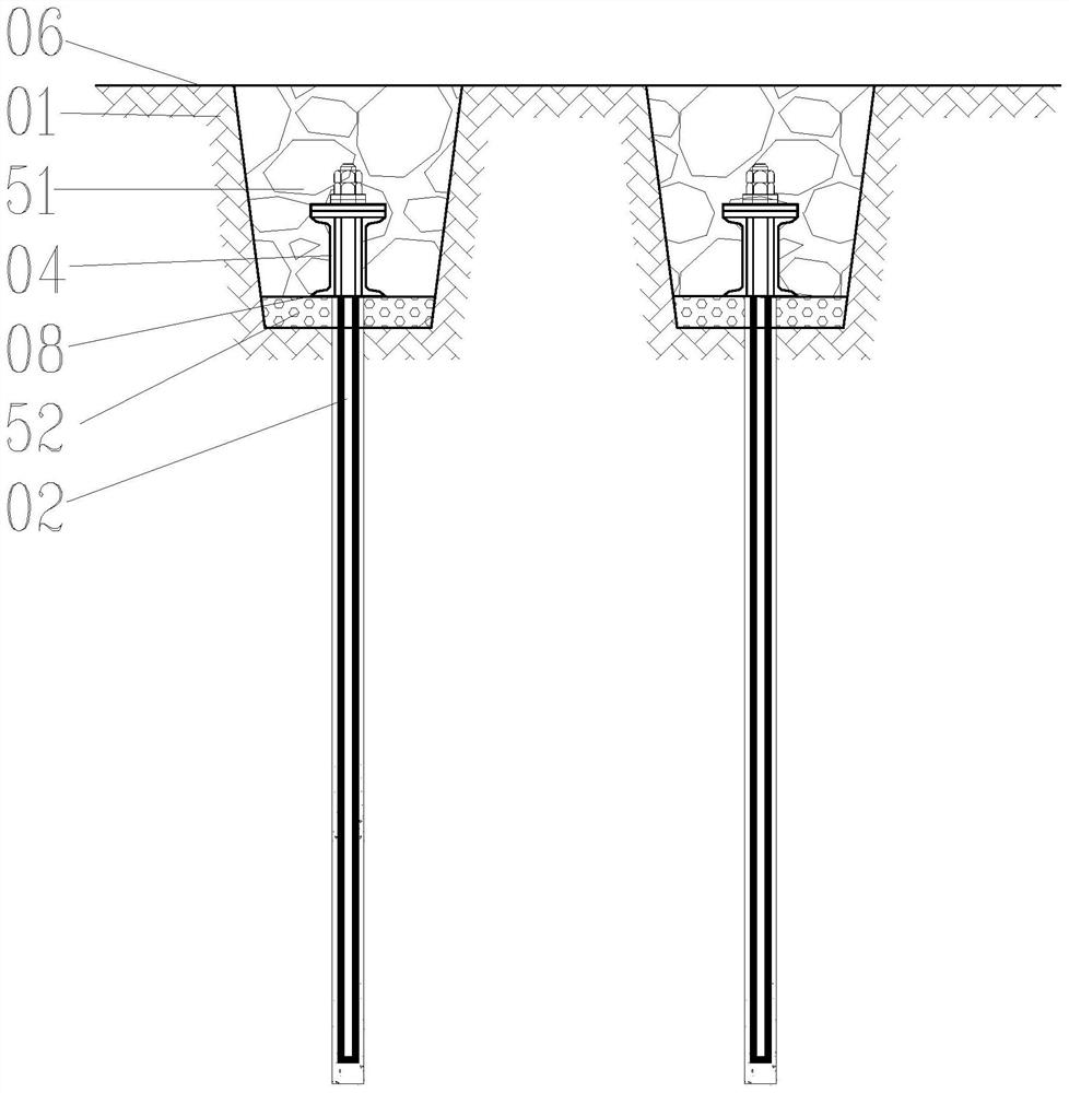 Metal profile bearing platform anchoring foundation for power transmission line truss