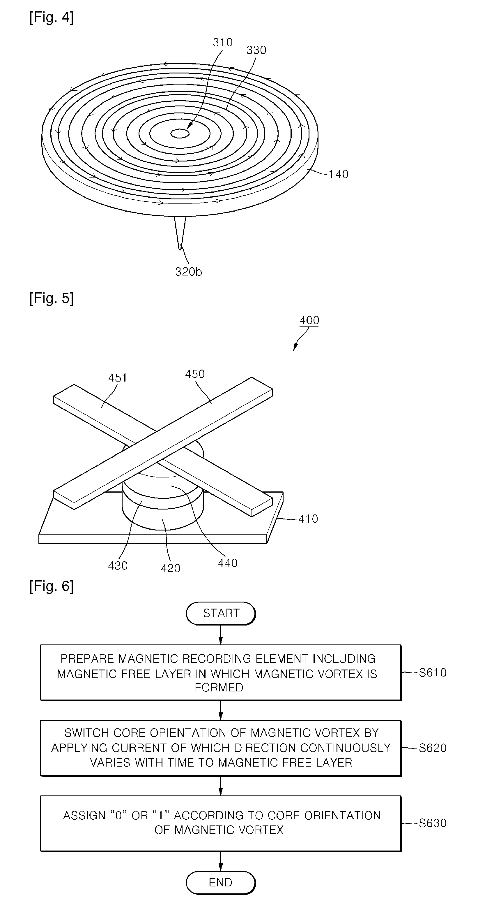 Method for recording of information in magnetic recording element and method for recording of information in magnetic random access memory