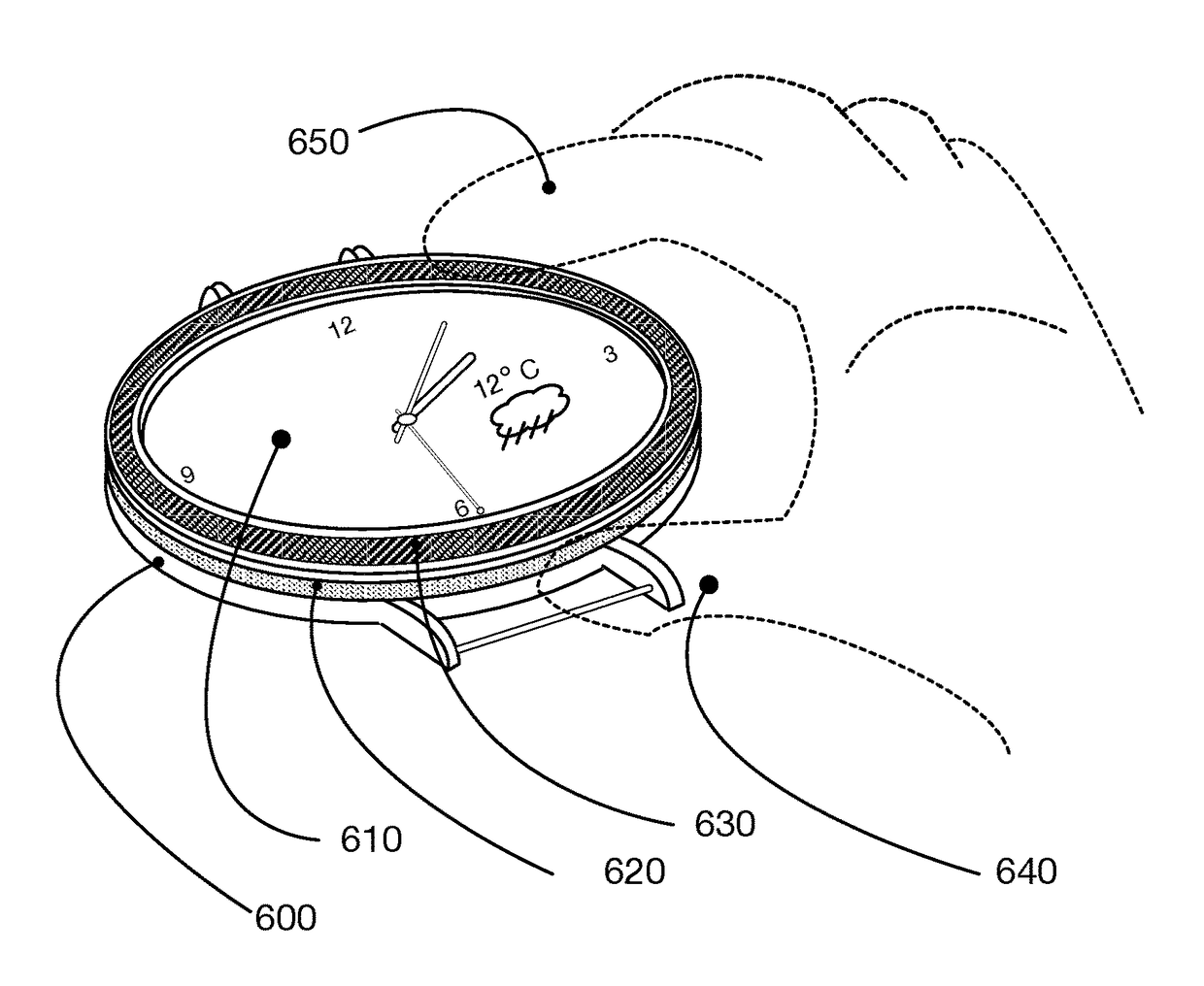 A wearable smart watch with a control-ring and a user feedback mechanism
