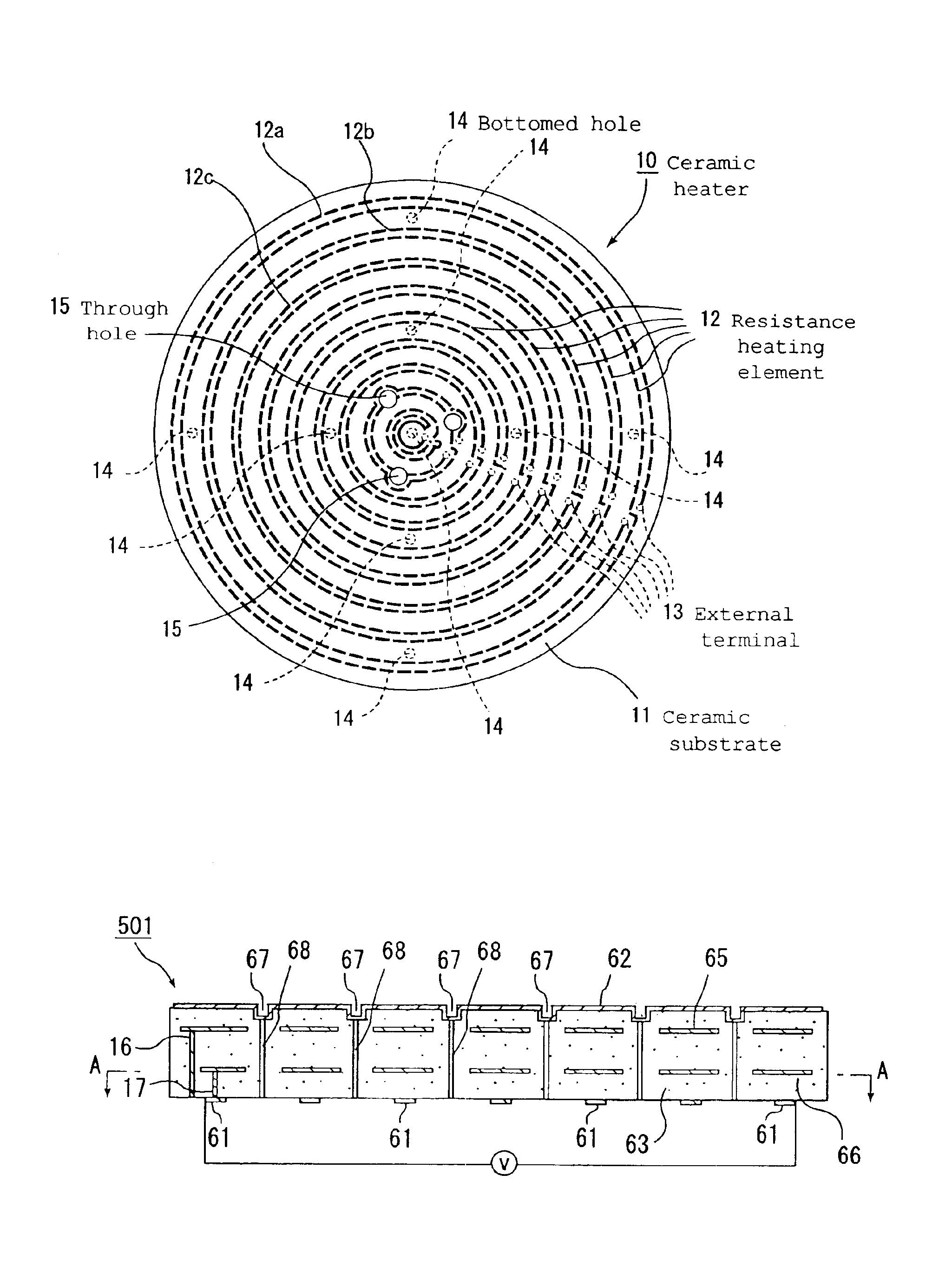 Ceramic substrate for manufacture/inspection of semiconductor