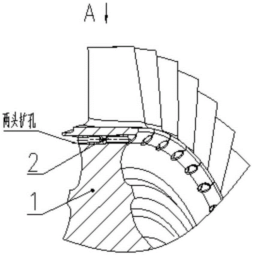 A structure and method for adjusting the natural frequency of a turbine integral blisk blade